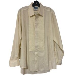 VTG After Six American Commodore White Cream Tuxedo Shirt Pleats Retro - Size XL